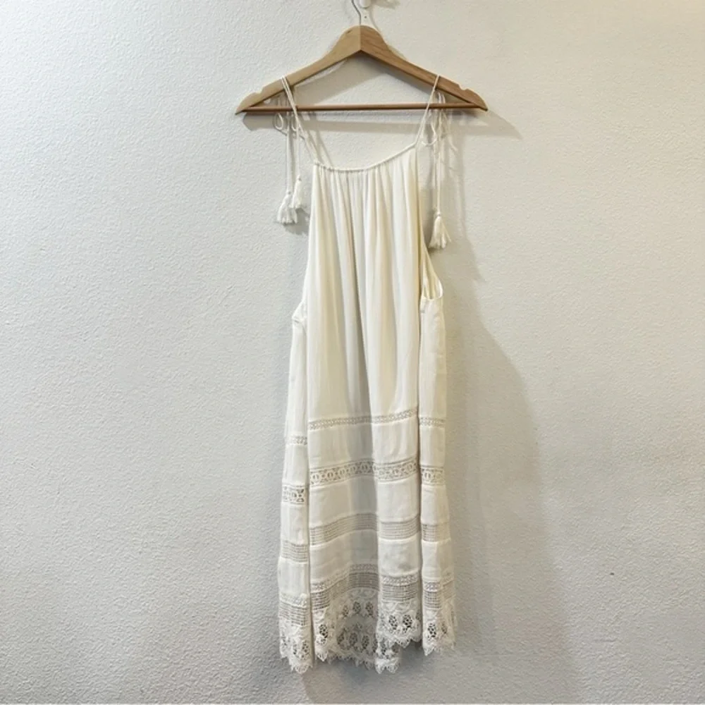 Alice + Olivia Danna Tie-Strap Short Dress Crochet Embroidered White Size Small - Picture 9 of 11